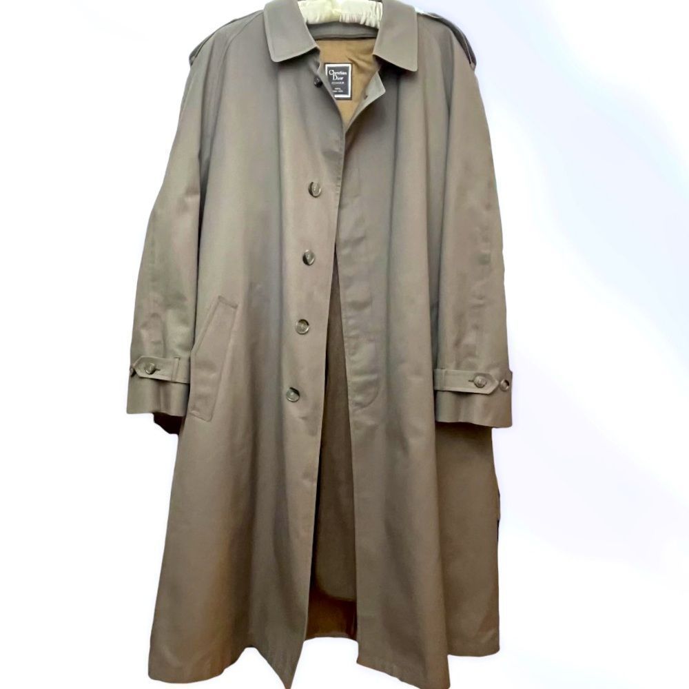 Christian Dior Monsieur Long Line Watwr Resistant Taupe Trench Coat 42